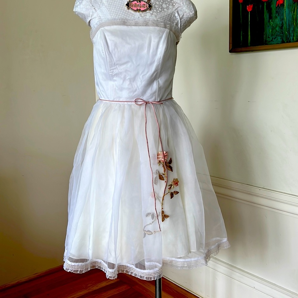 Vintage Strapless Betsey Johnson Dress w/ Embroidery